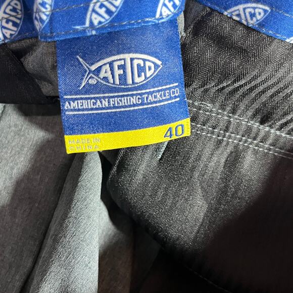 AFTCO Performance Fishing Shorts Mens 40 Gray AFTech Outdoor Chino Flat‎ Front - Picture 6 of 9